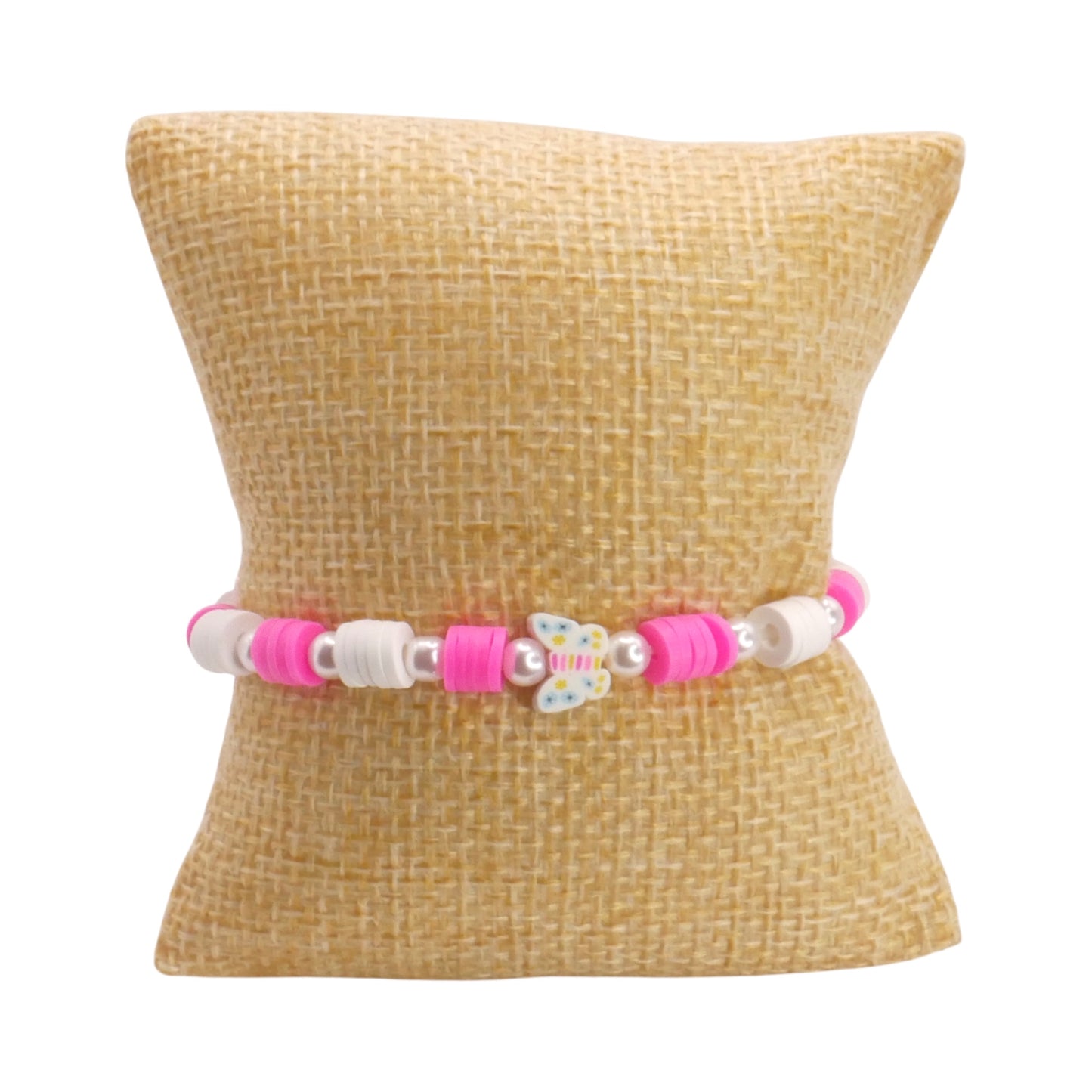 Hot Pink Butterfly Breeze Clay Bead Bracelet