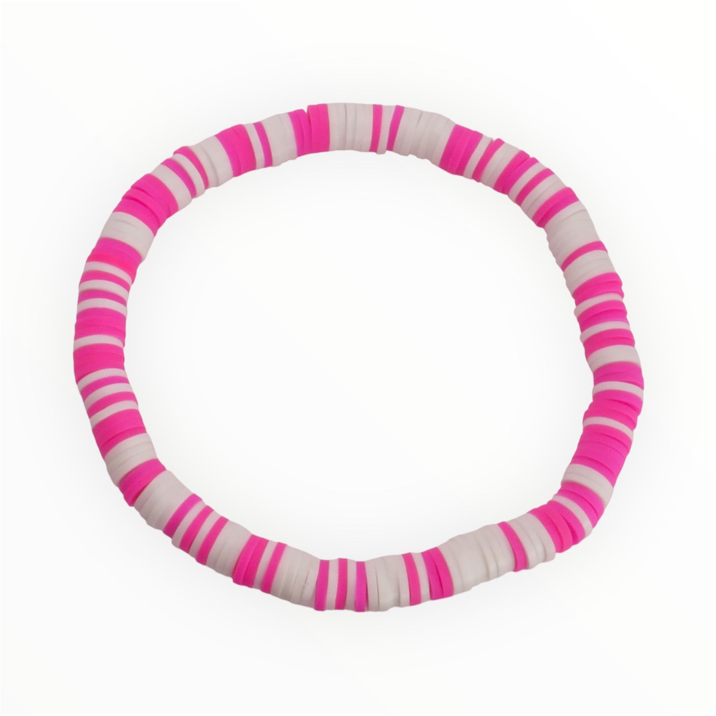 Pink Peppermint Clay Bead Bracelet