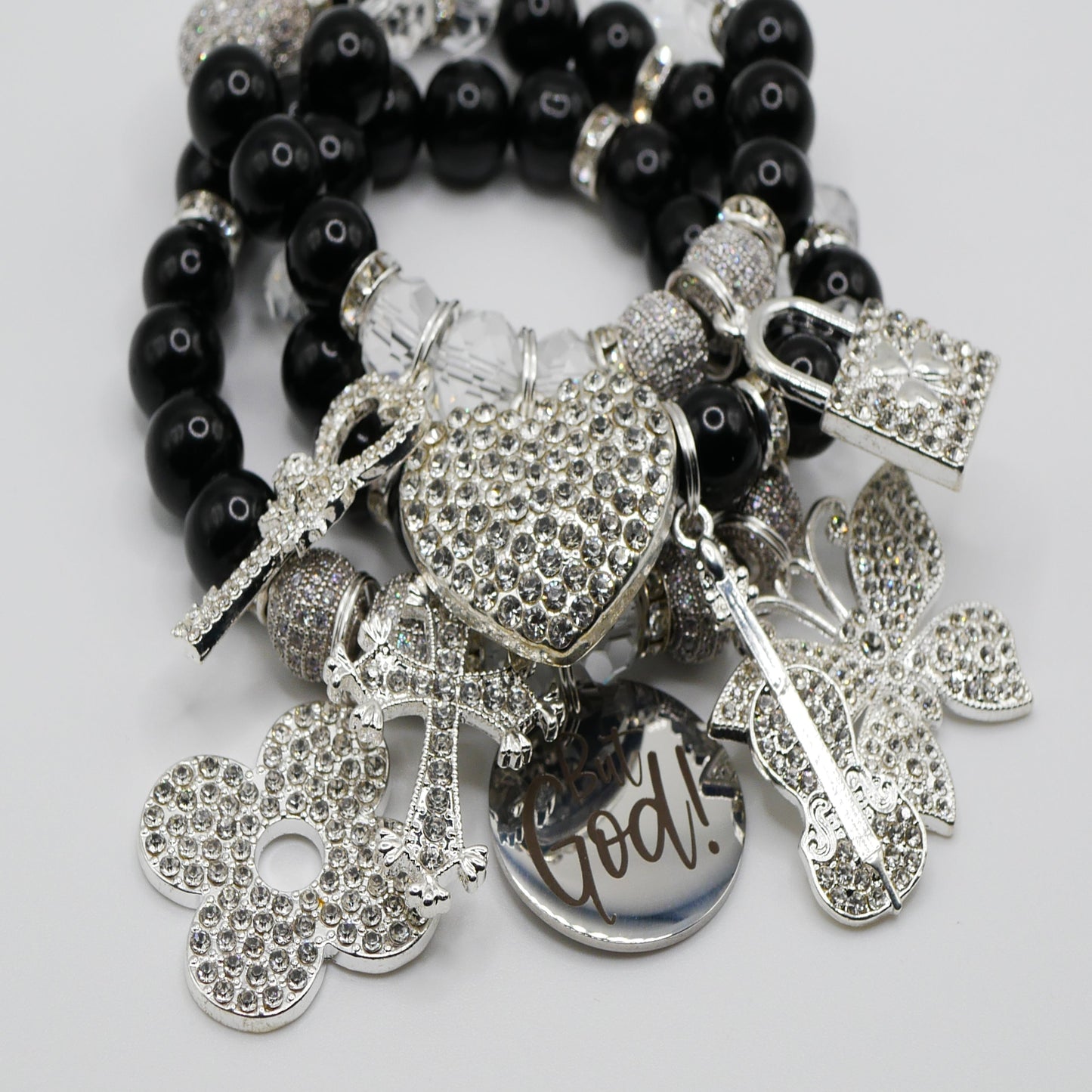 But God! – Black & Silver Statement Bracelet Set
