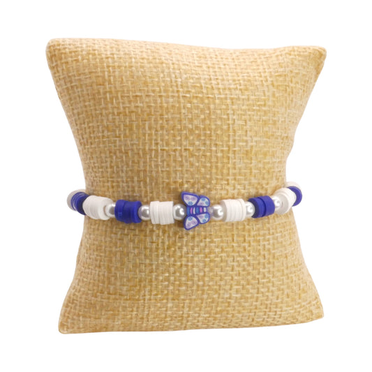 Blue Butterfly Breeze Clay Bead Bracelet