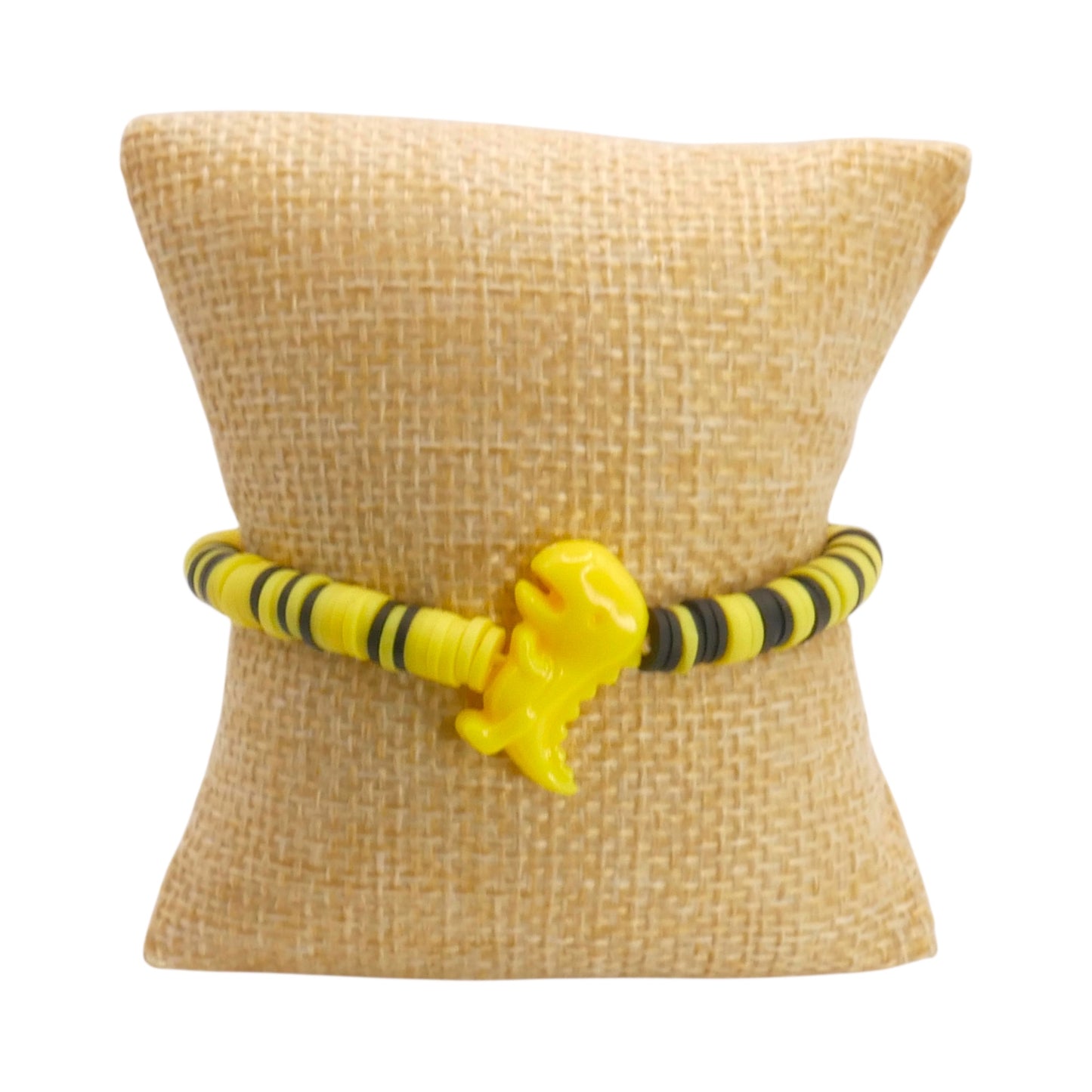 Yellow Dino Buzz Clay Bead Bracelet