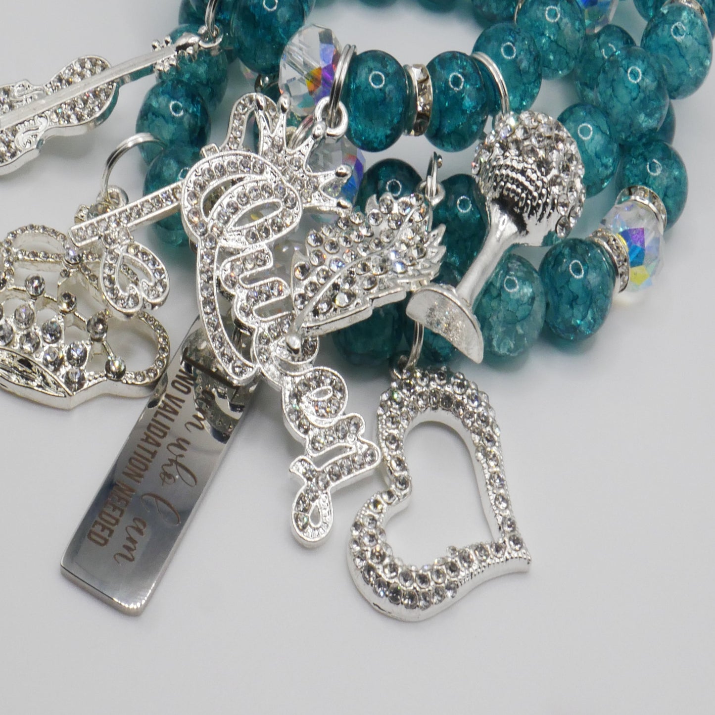 Unapologetically Me Bracelet Stack β Teal & Silver Empowerment Set
