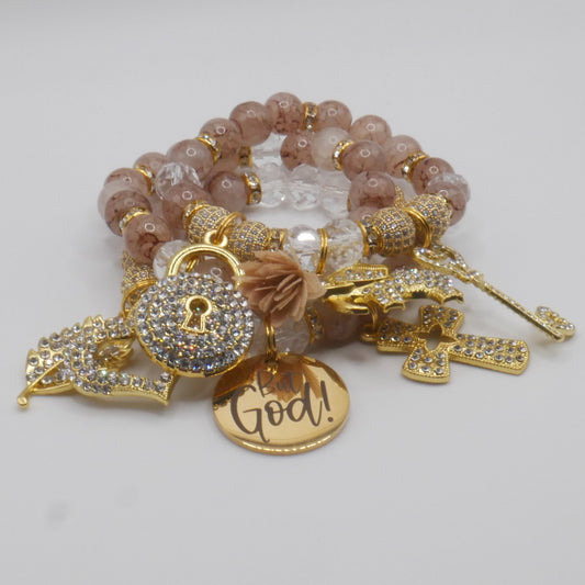 But God Always Bracelet Stack โ Gold & Nude Luxury Faith Bracelet Set