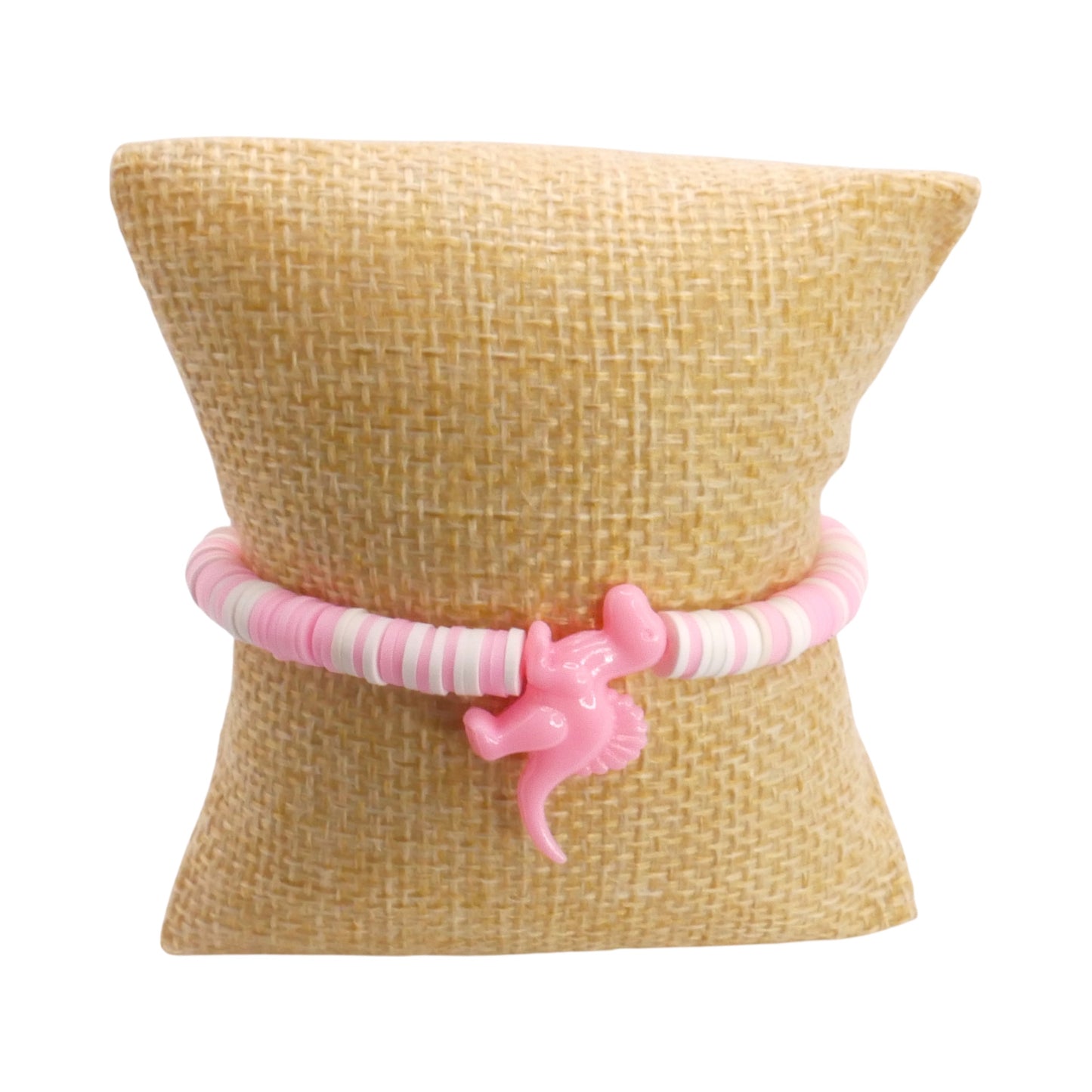 Pink Sugar Puff Dino Clay Bead Bracelet