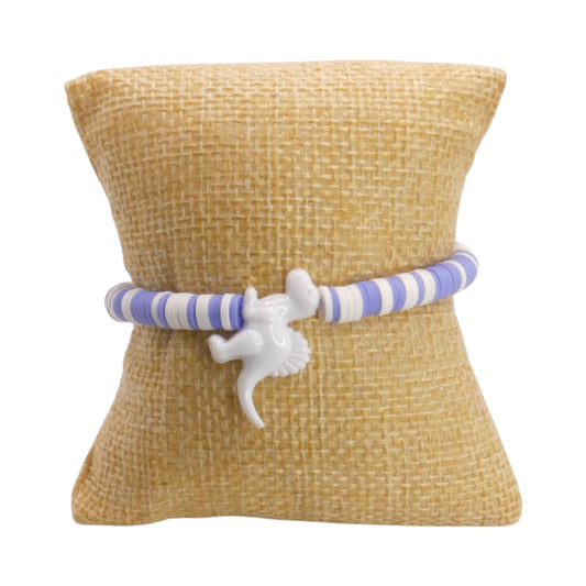 Periwinkle Stripe Dino Clay Bead Bracelet