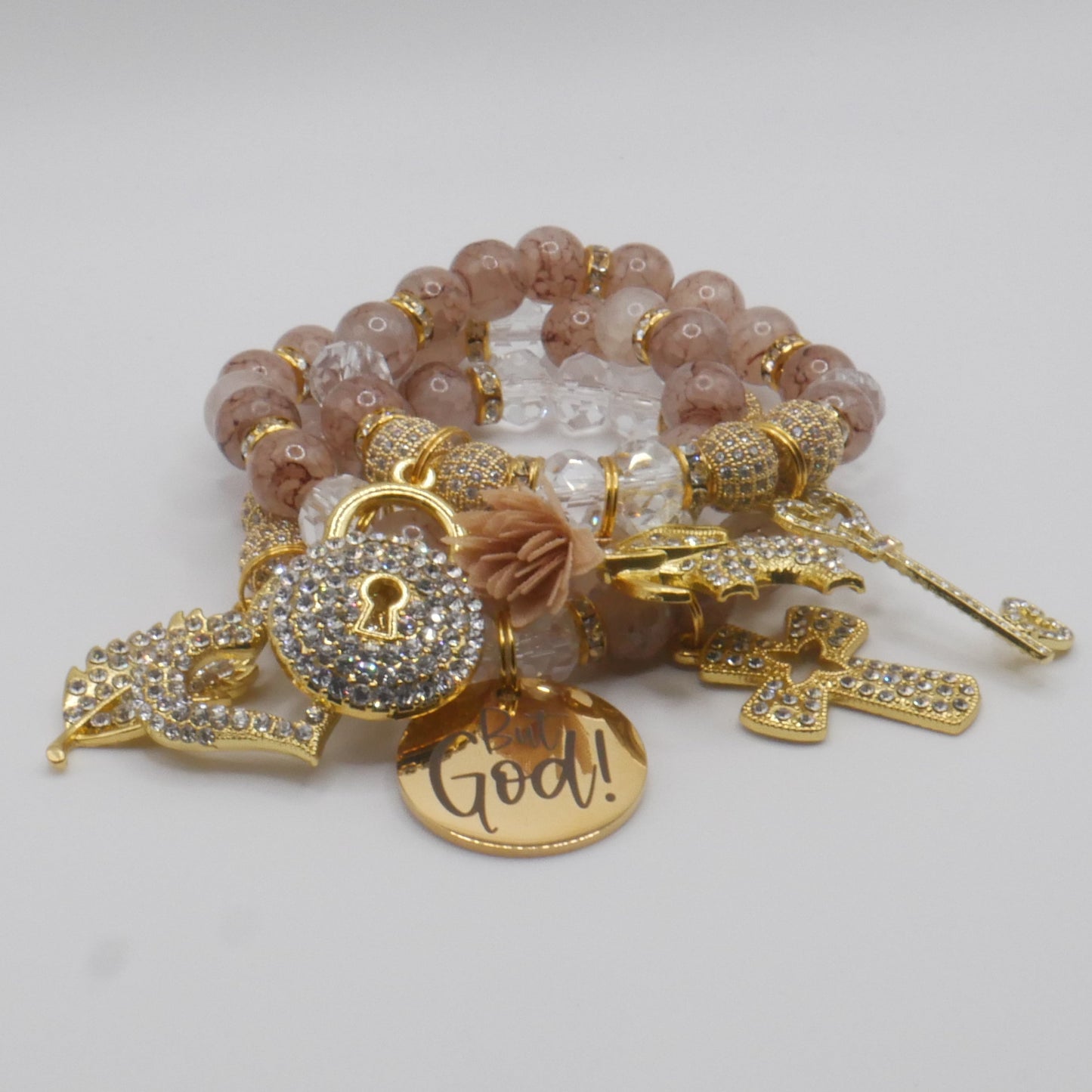 But God Always Bracelet Stack β Gold & Nude Luxury Faith Bracelet Set