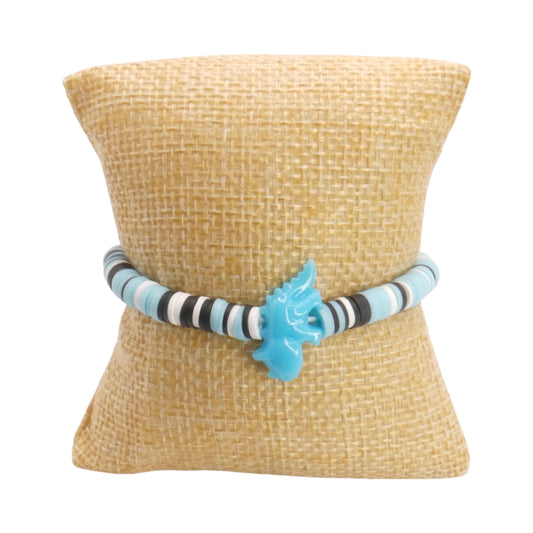 Frosty Blue Dino Clay Bead Bracelet