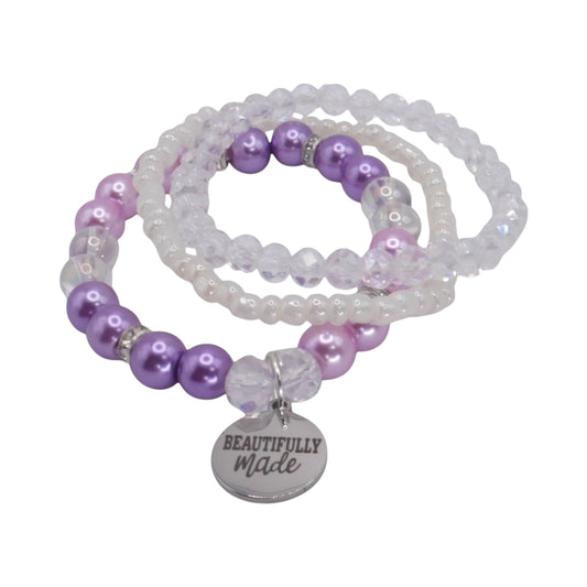 Beautifully Made Bracelet Stack – Purple Handmade Bracelet Set for Girls
