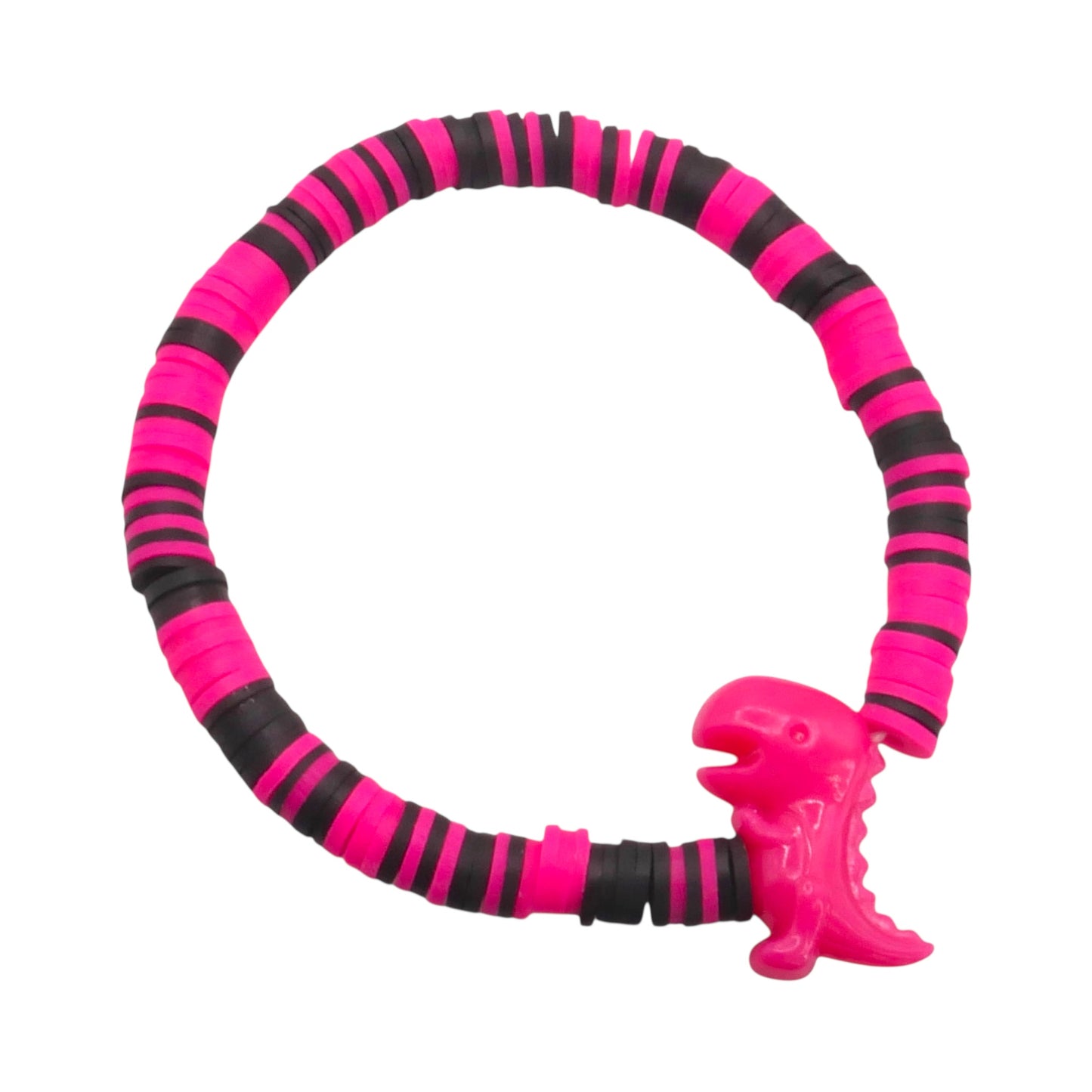 Pink Panther Dino Clay Bead Bracelet