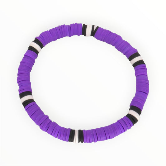 Purple Rally Stripe Clay Bead Bracelet