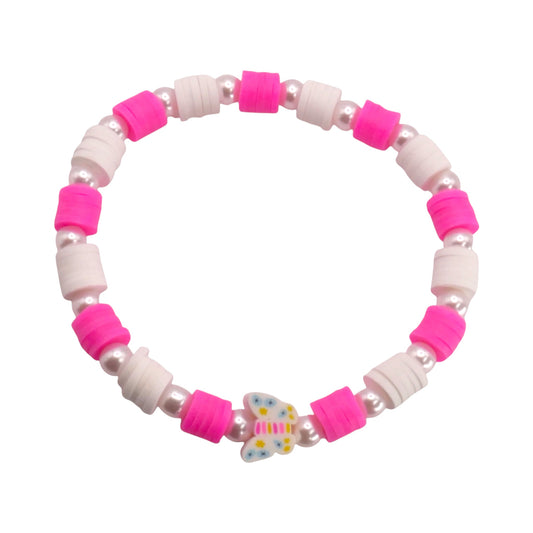 Hot Pink Butterfly Breeze Clay Bead Bracelet