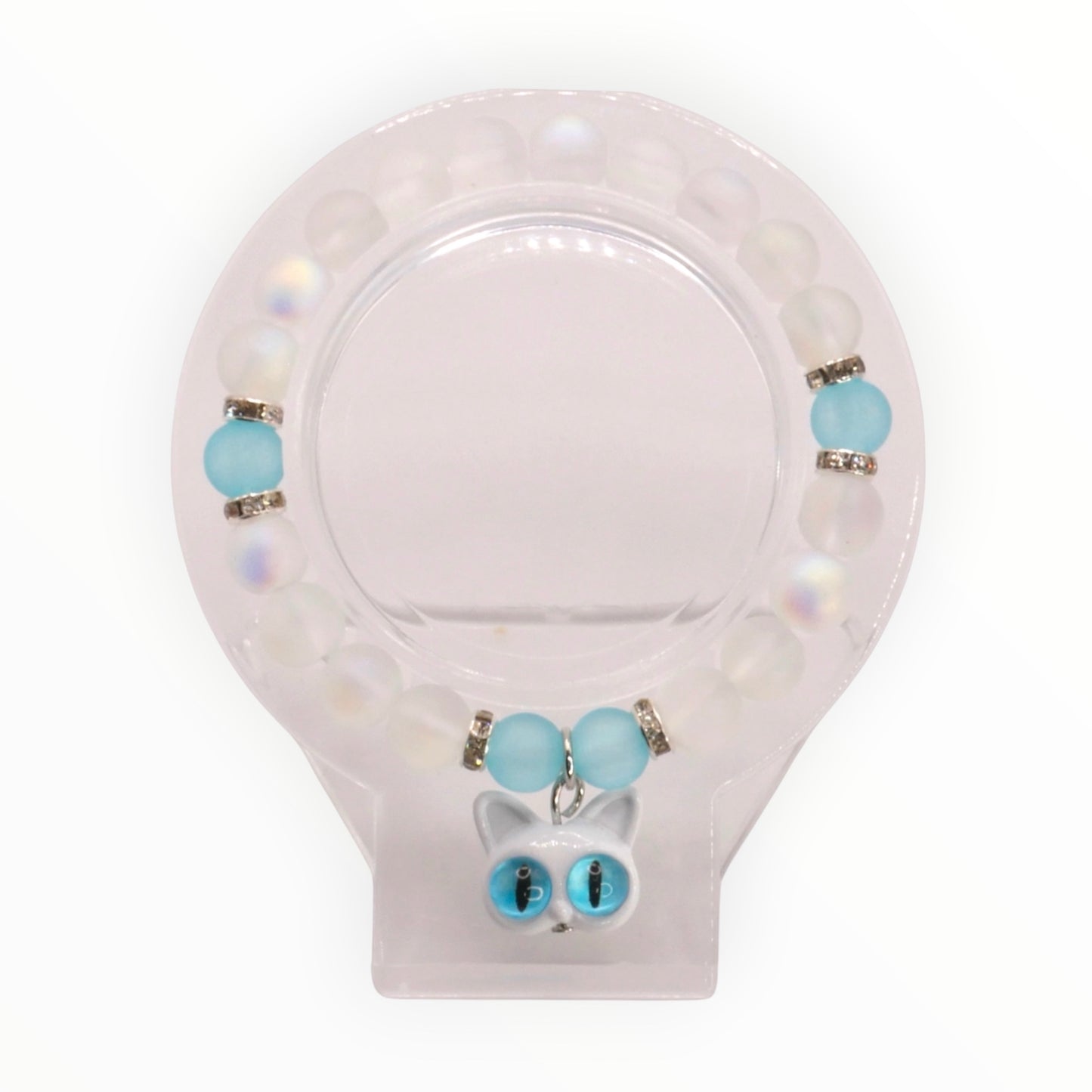 Aqua Frost Kitty Stretch Bracelet