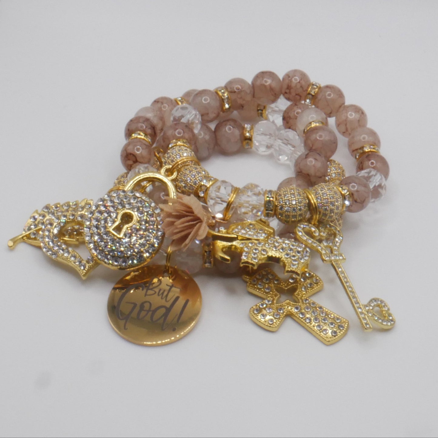 But God Always Bracelet Stack – Gold & Nude Luxury Faith Bracelet Set