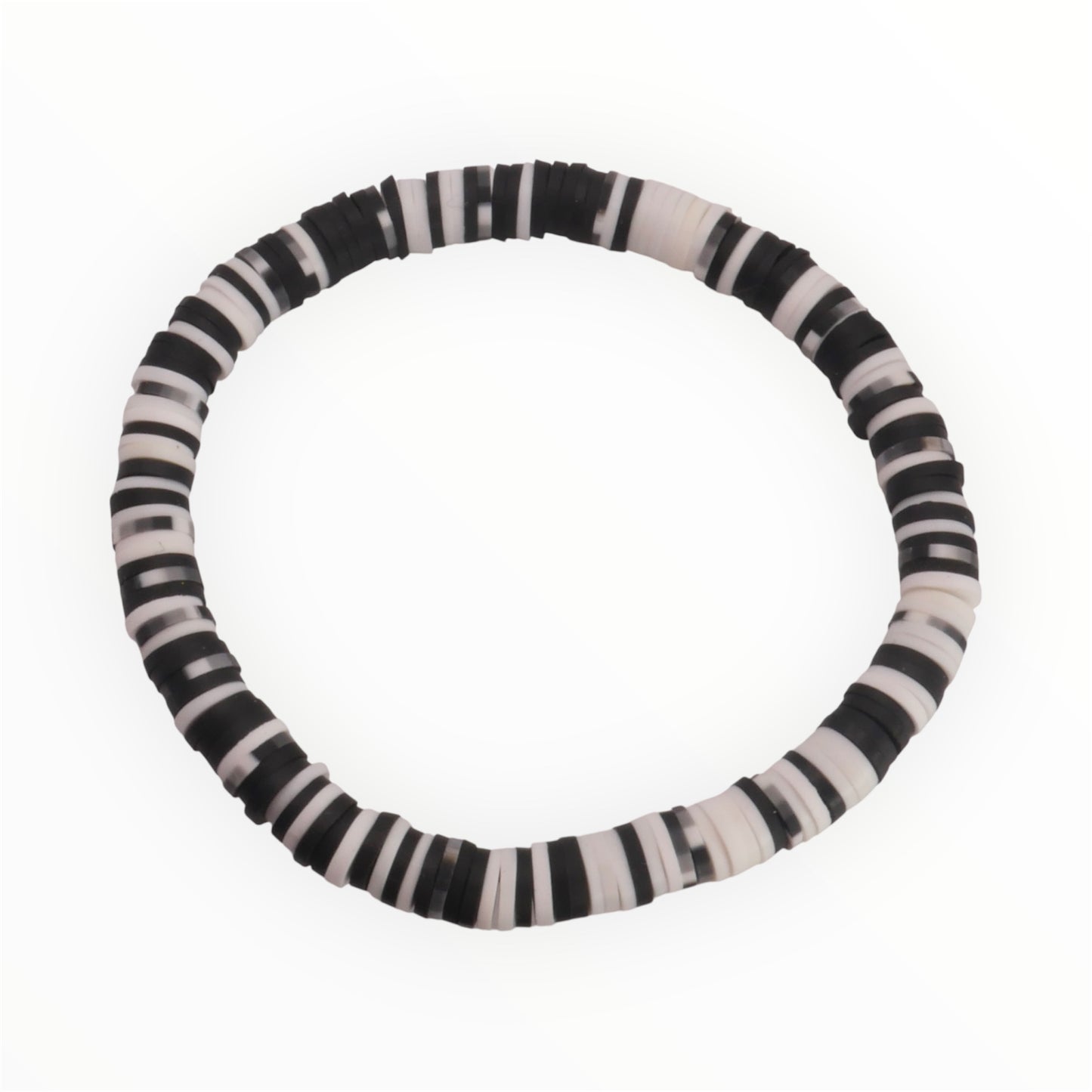 Ink and Ivory Clay Bead Bracelet