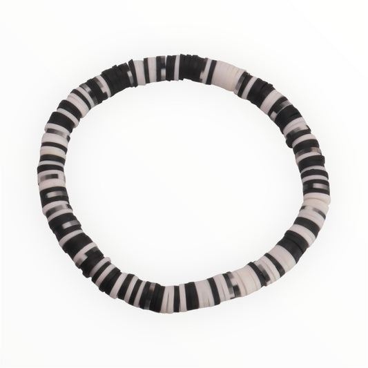 Ink and Ivory Clay Bead Bracelet