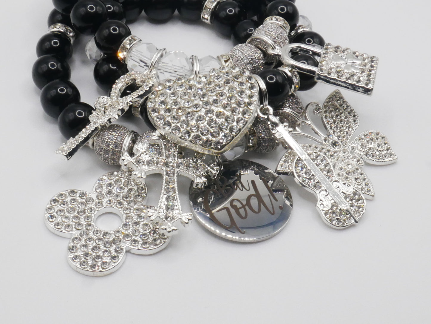 But God! – Black & Silver Statement Bracelet Set