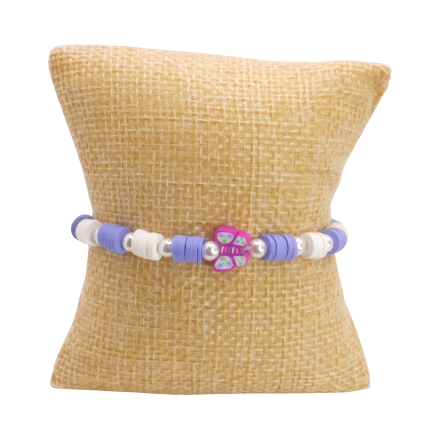 Purple Butterfly Breeze Clay Bead Bracelet