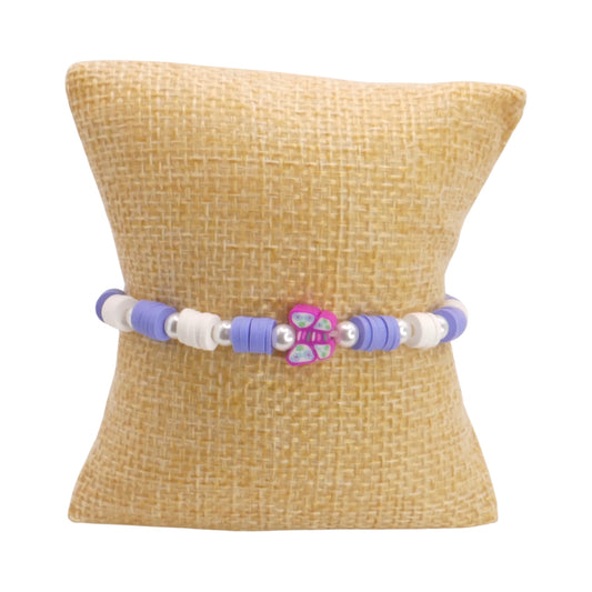 Purple Butterfly Breeze Clay Bead Bracelet