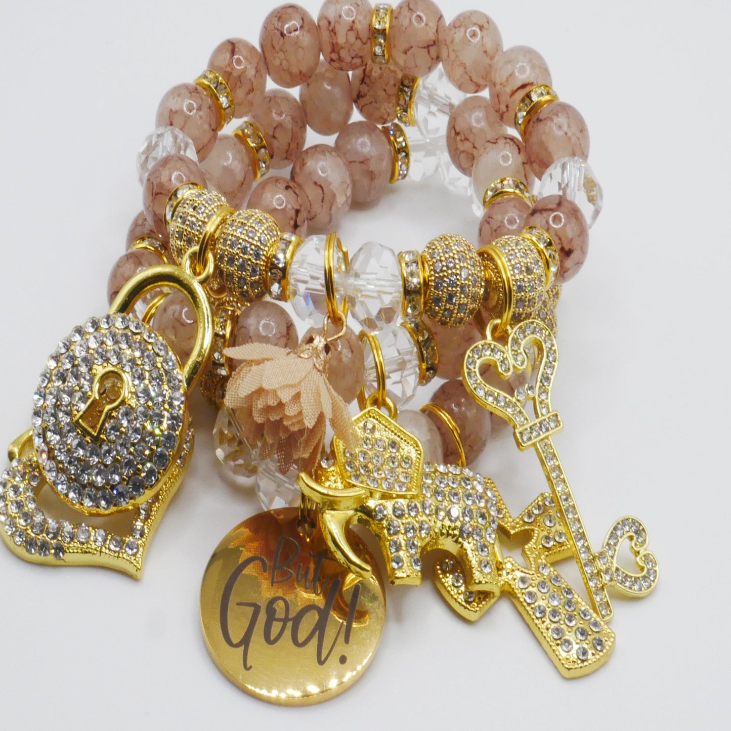 But God Always Bracelet Stack – Gold & Nude Luxury Faith Bracelet Set