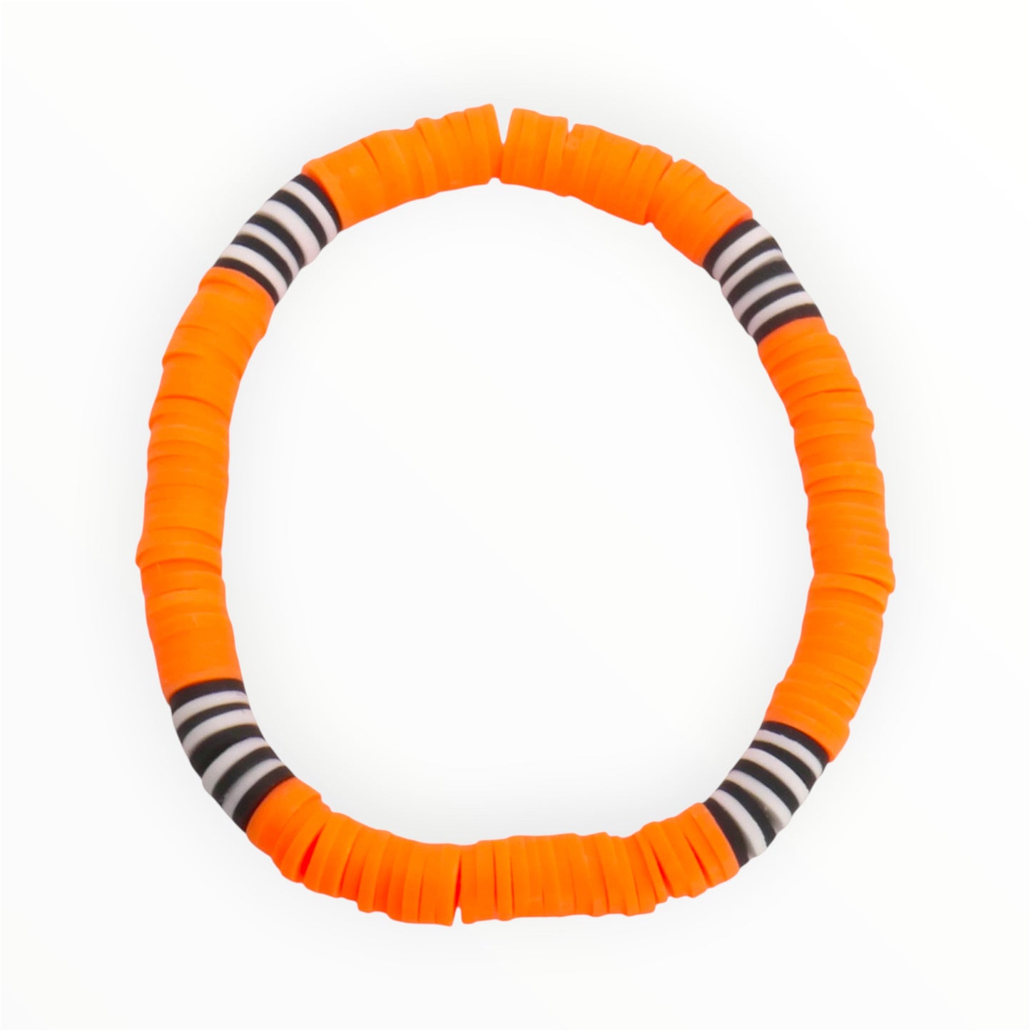 Orange Racer Stripe Clay Bead Bracelet