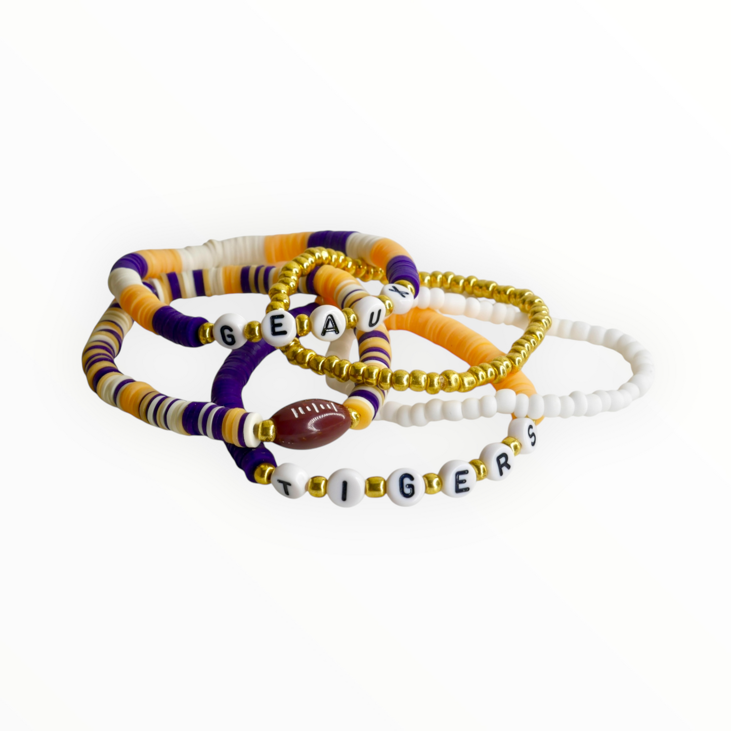 LSU Clay Beaded Bracelets