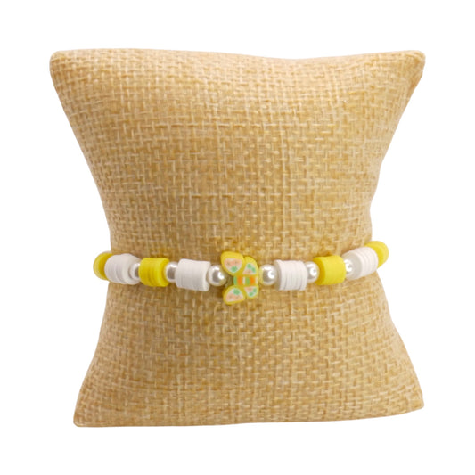 Yellow Butterfly Breeze Clay Bead Bracelet