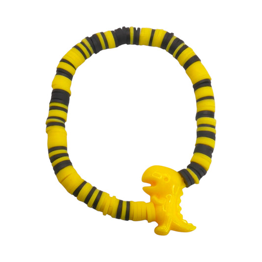 Yellow Dino Buzz Clay Bead Bracelet