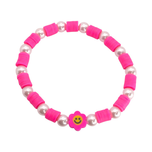 Pink Pop Smiles Clay Bead Bracelet