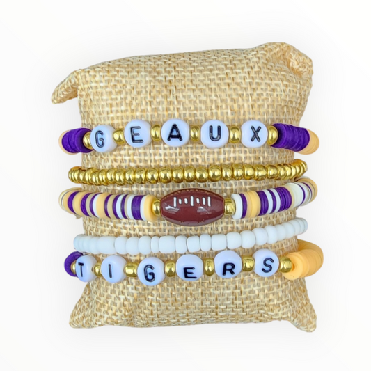 LSU Clay Beaded Bracelets