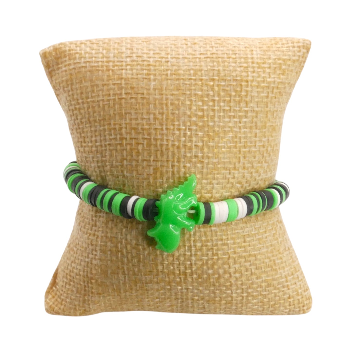 Green Dino Dash Clay Bead Bracelet