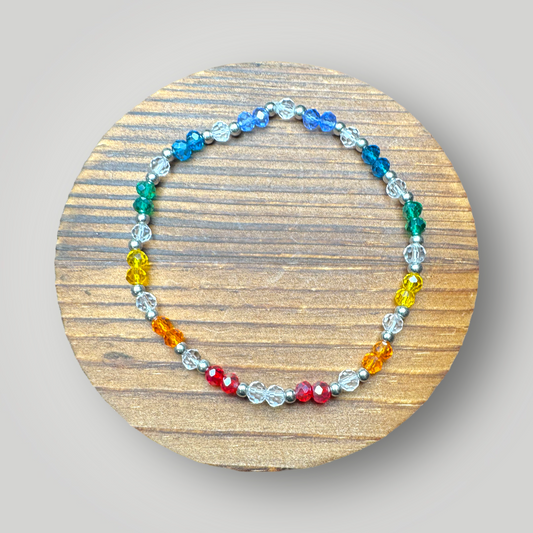 Rainbow Melody Crystal Rondelle Beaded Bracelet