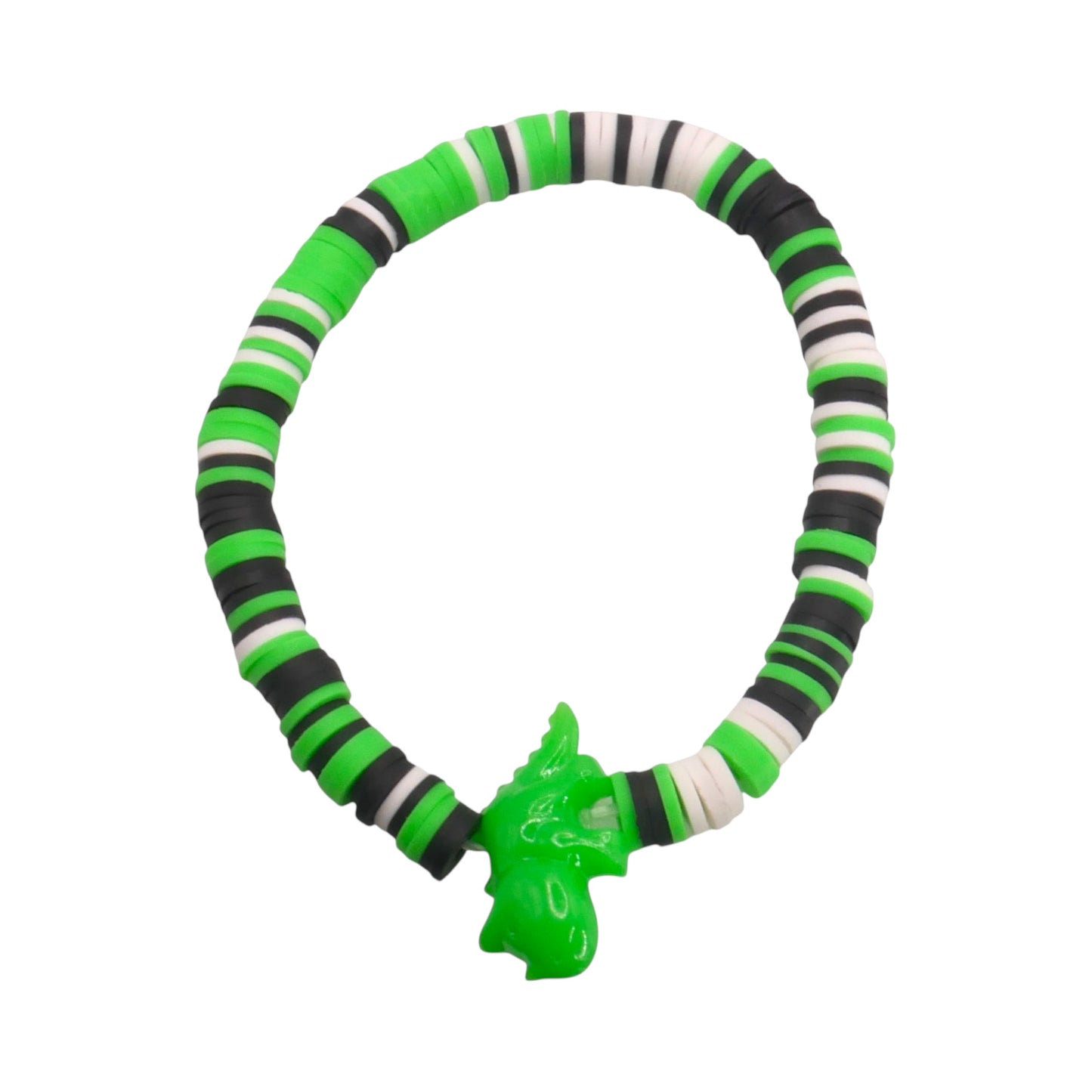 Green Dino Dash Clay Bead Bracelet
