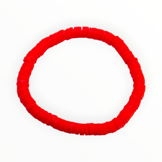 Bold Red Heishi Bracelet