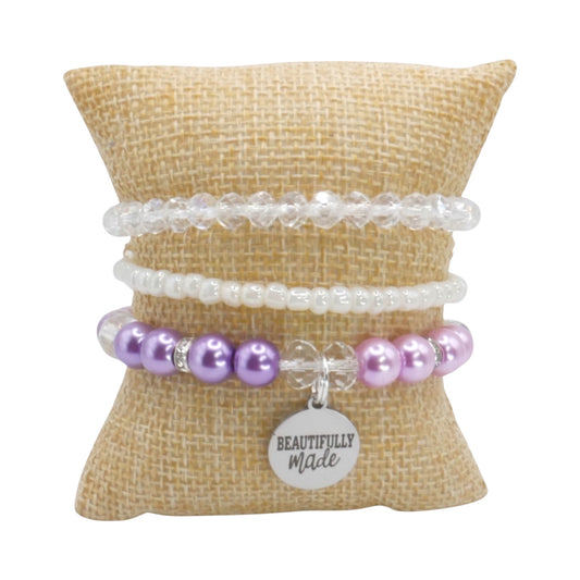 Beautifully Made Bracelet Stack – Purple Handmade Bracelet Set for Girls