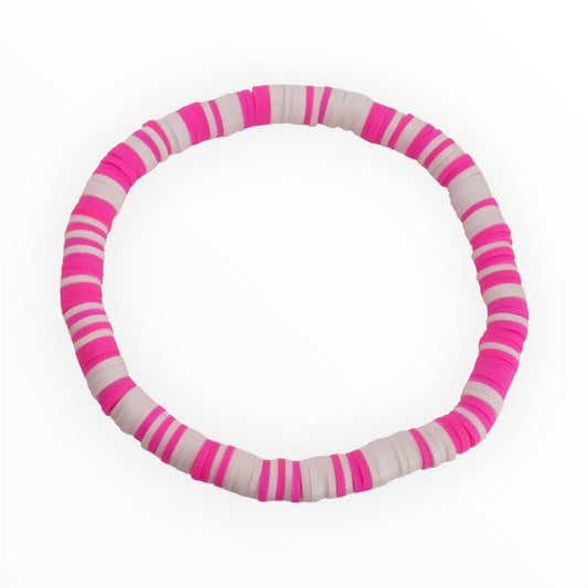 Pink Peppermint Clay Bead Bracelet