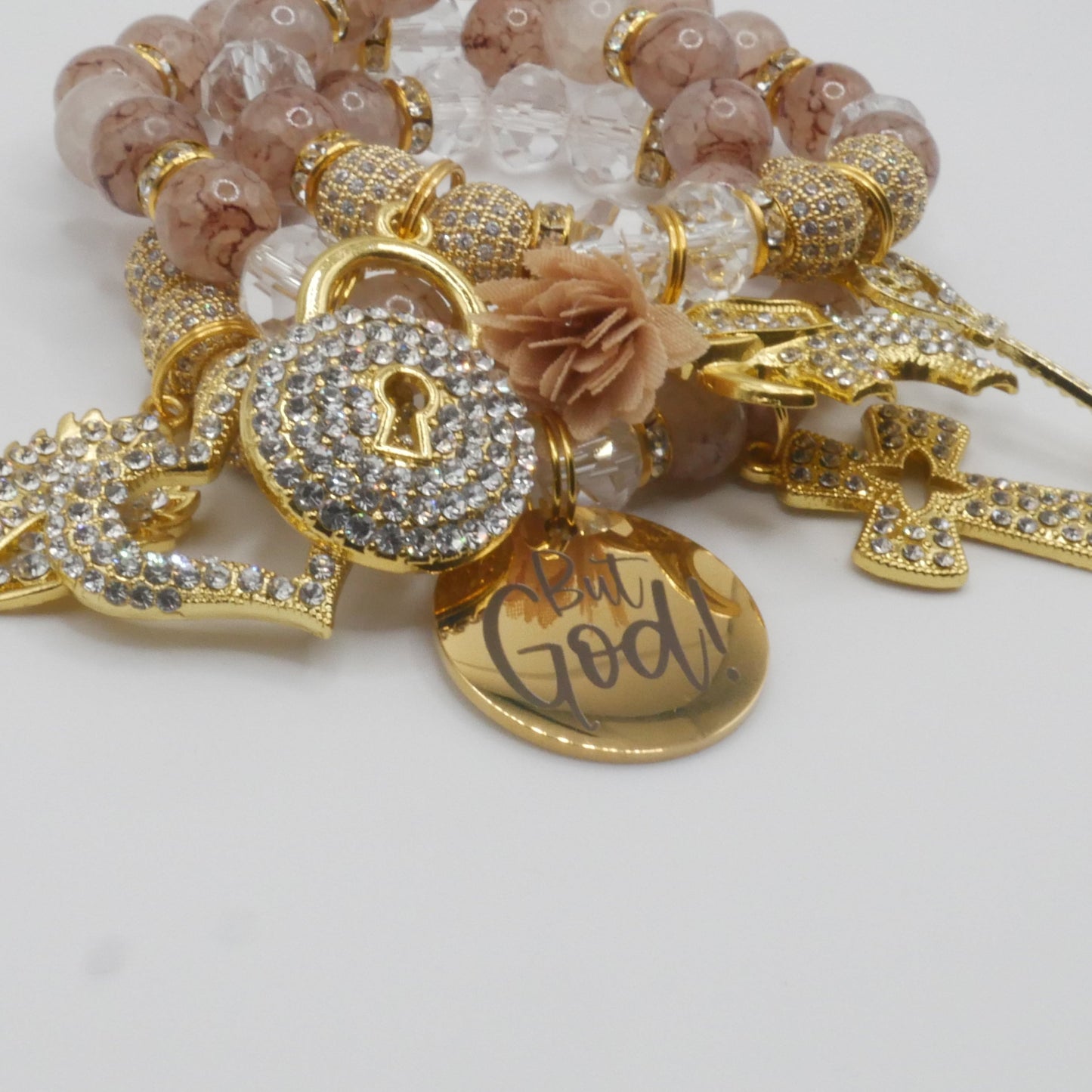But God Always Bracelet Stack – Gold & Nude Luxury Faith Bracelet Set