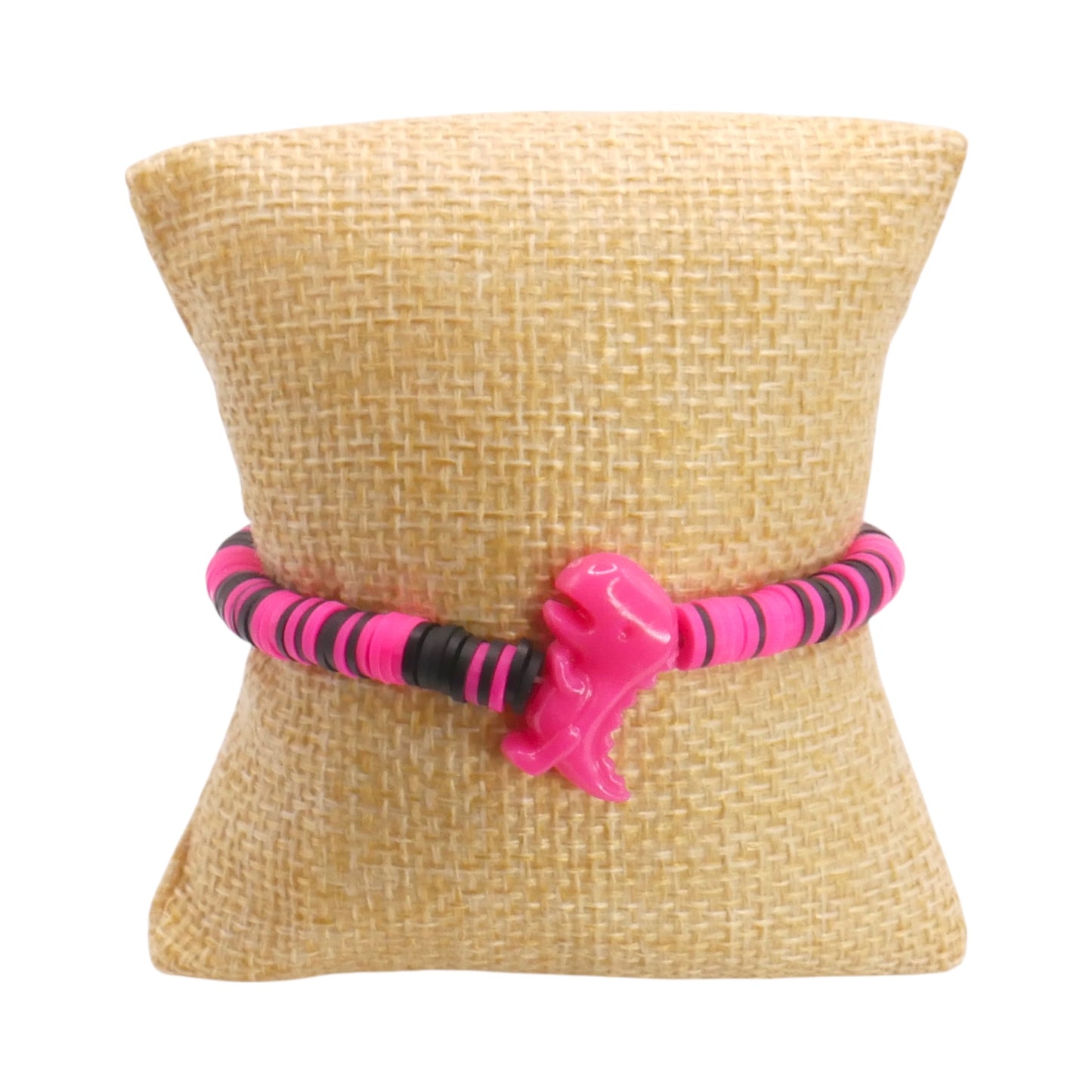 Pink Panther Dino Clay Bead Bracelet