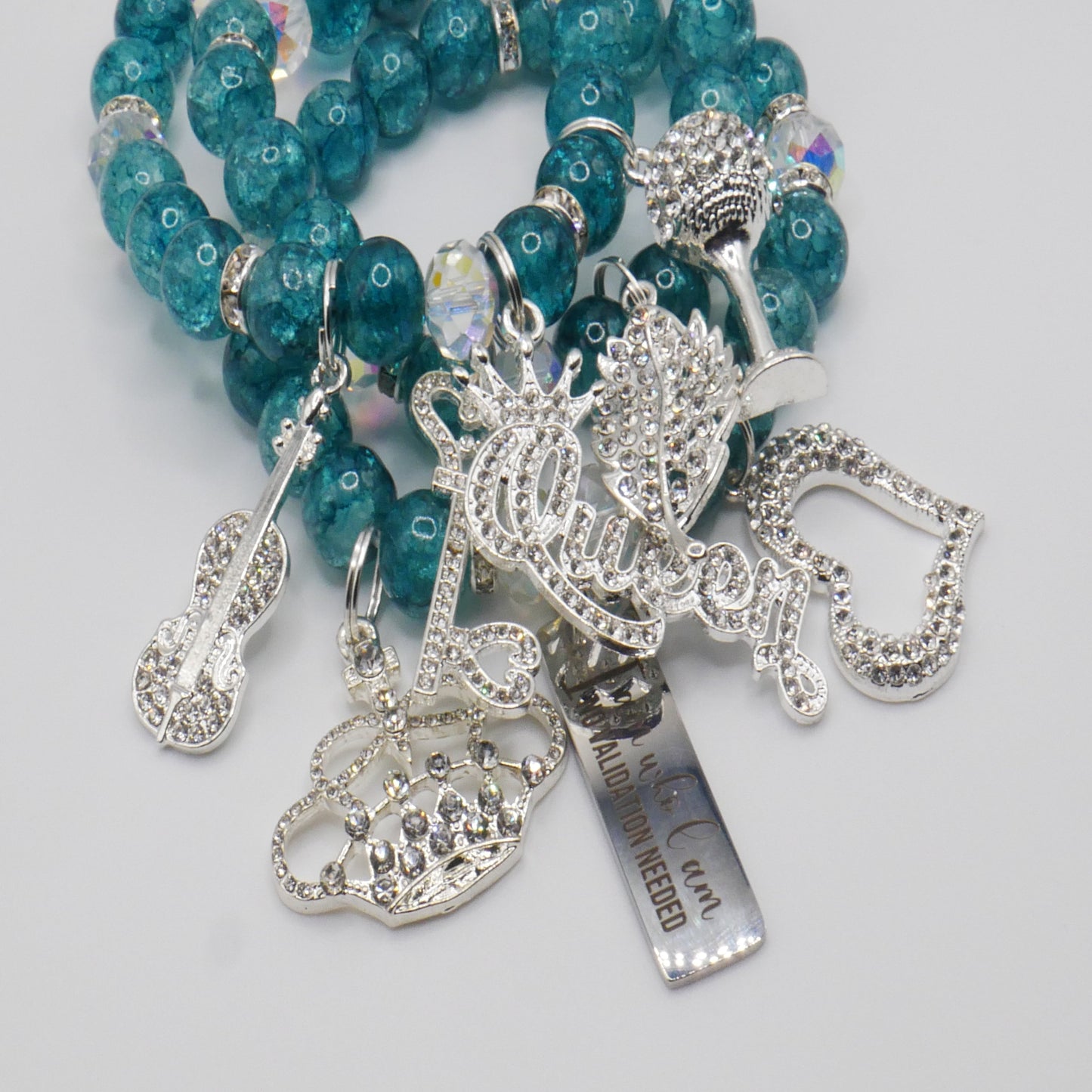 Unapologetically Me Bracelet Stack – Teal & Silver Empowerment Set