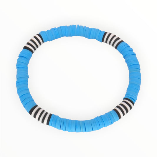 Blue Racer Stripe Clay Bead Bracelet