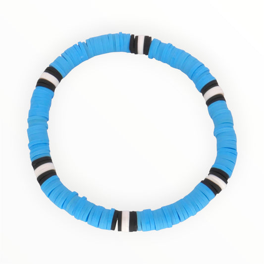Blue Rally Stripe Clay Bead Bracelet
