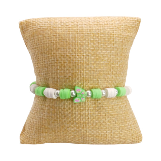 Lime green Butterfly Breeze Clay Bead Bracelet