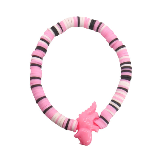 Pink Sugar Rush Dino Handmade Clay Bead Bracelet
