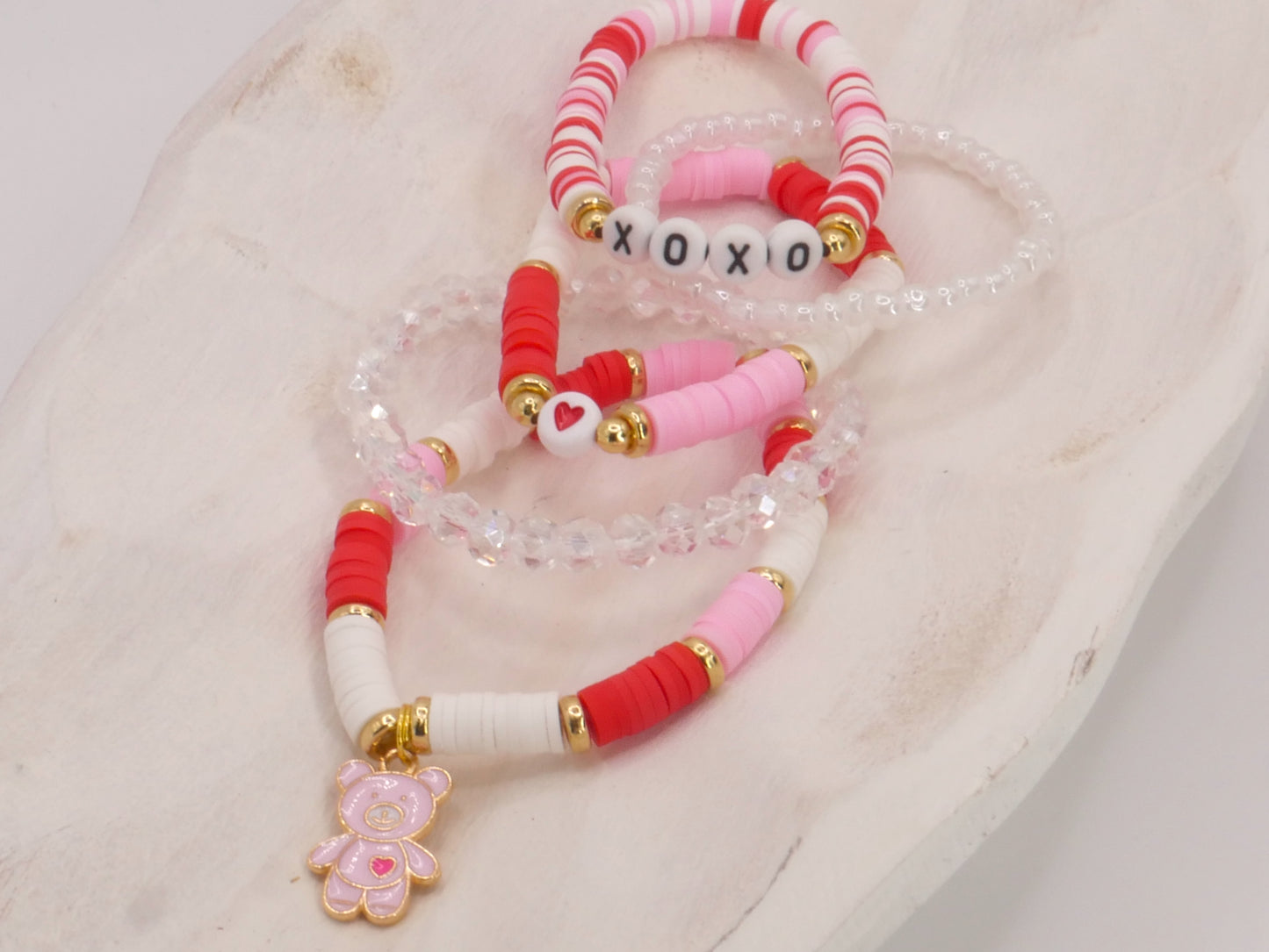 XOXO - Handmade Clay Bead Bracelet Stack Set