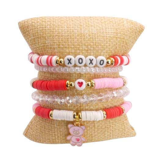 XOXO - Handmade Clay Bead Bracelet Stack Set