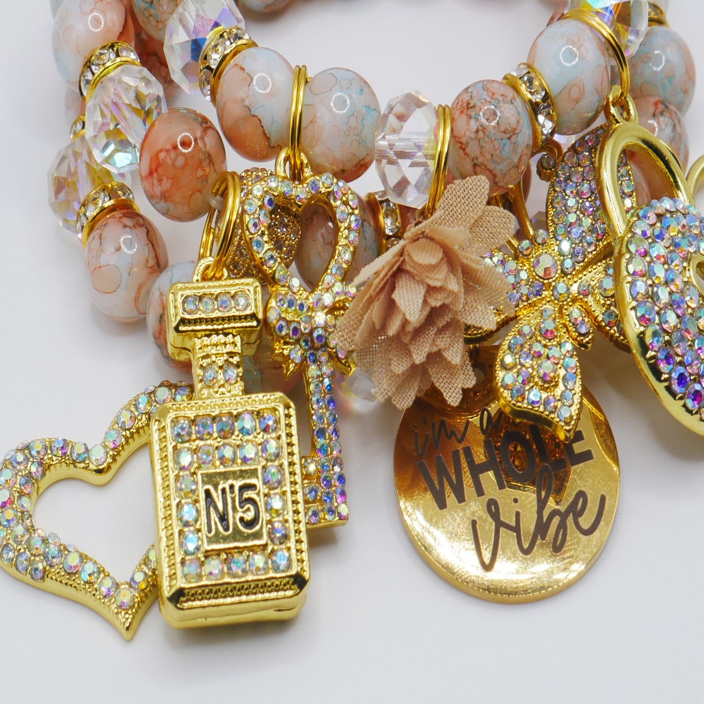 Whole Vibe Bracelet Stack – Gold, Peach & Turquoise Luxury Bracelet Set