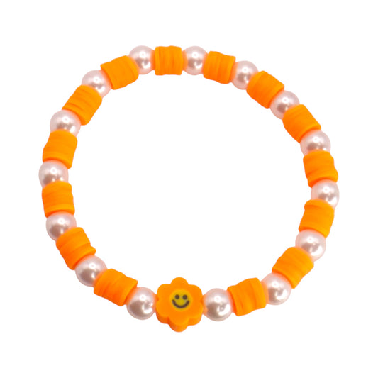 Tangerine Smiles Clay Bead Bracelet