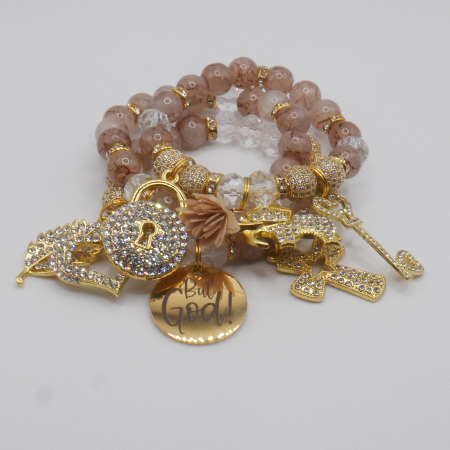 But God Always Bracelet Stack – Gold & Nude Luxury Faith Bracelet Set