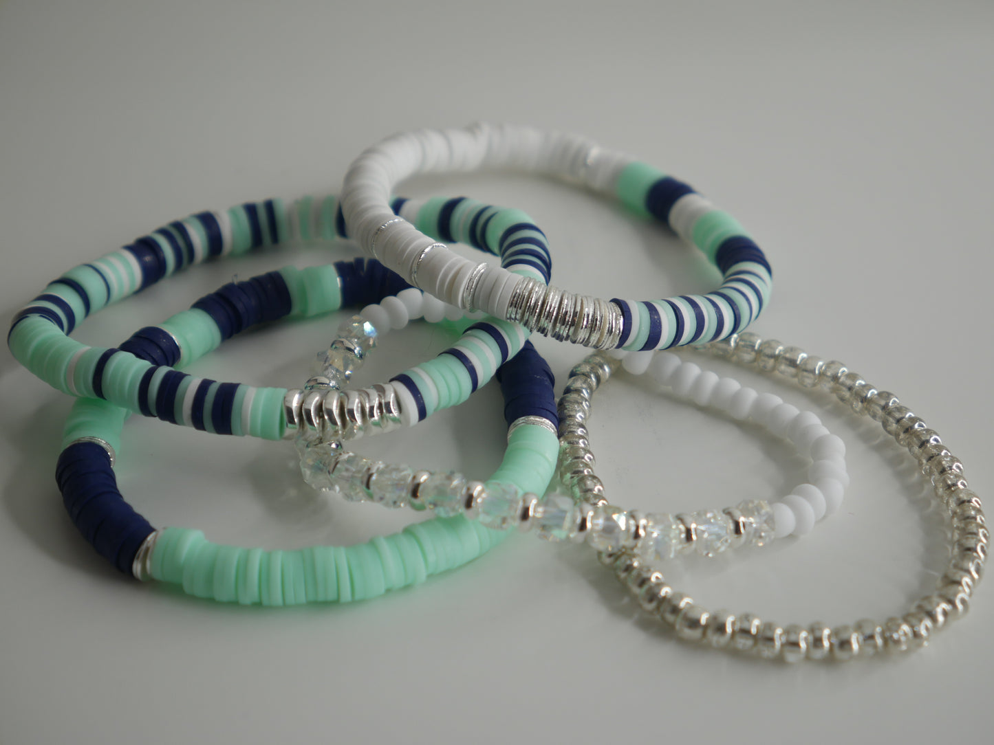 Mint Wave Clay Beaded Bracelets