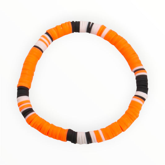 Orange Varsity Mix Clay Bead Bracelet