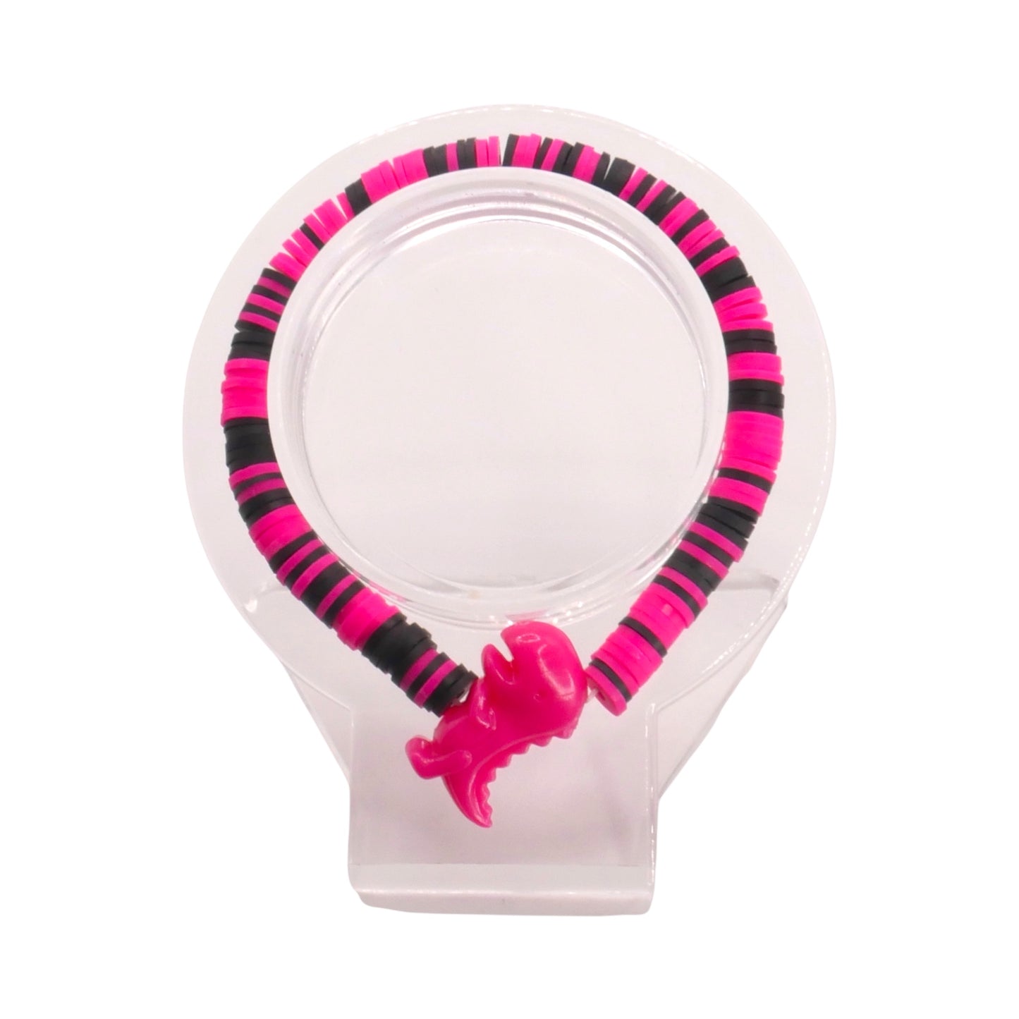 Pink Panther Dino Clay Bead Bracelet